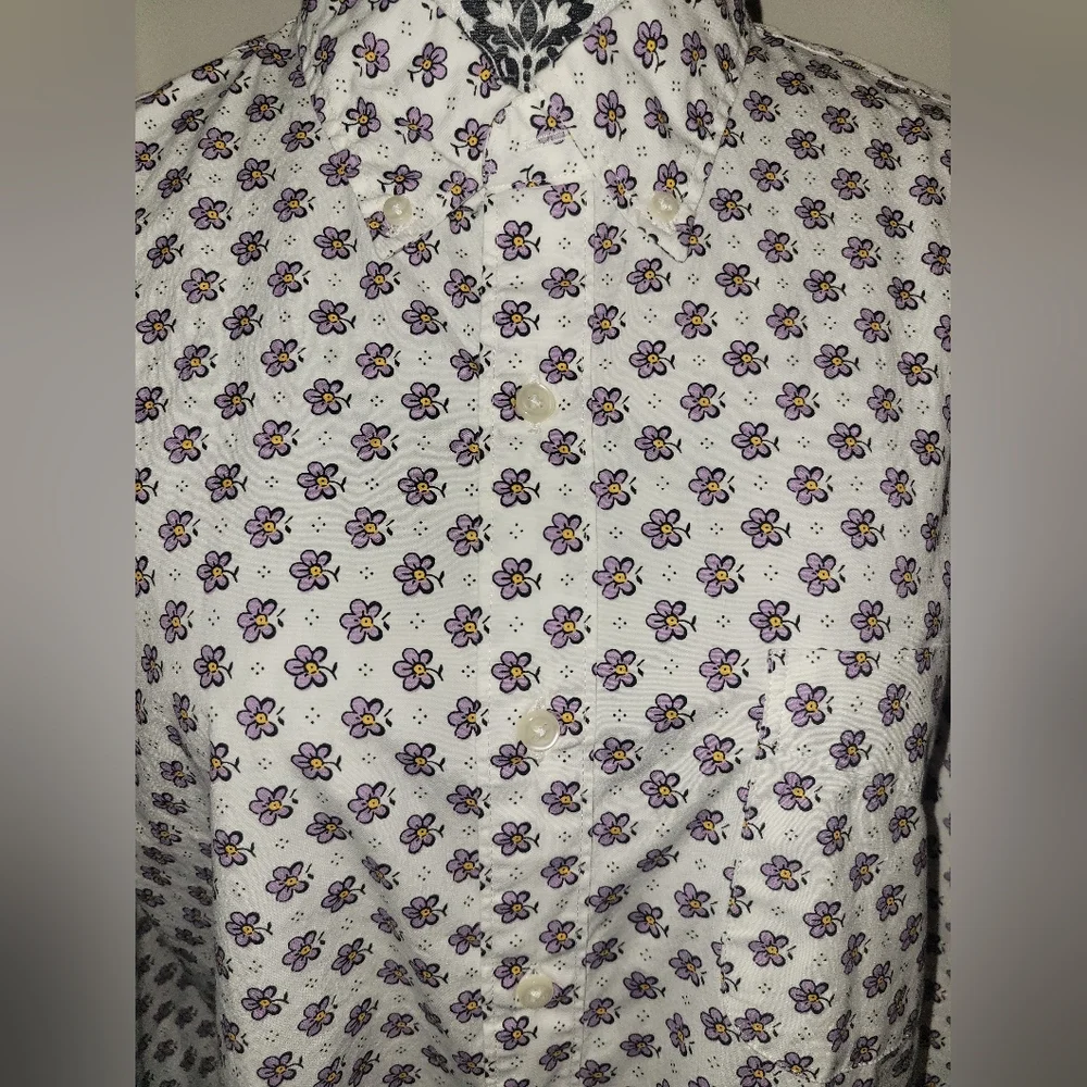J. Crew Stretch Secret Wash Shirting Cotton Poplin Button Down Shirt Sz L Floral